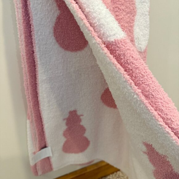 CUPCAKES AND CASHMERE VIRAL Pink Pastel Snowman Blanket Throw 50x70 Christmas - Picture 3 of 8